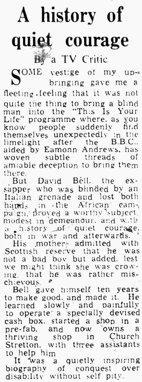 Liverpool Daily Post article: David Bell This Is Your Life