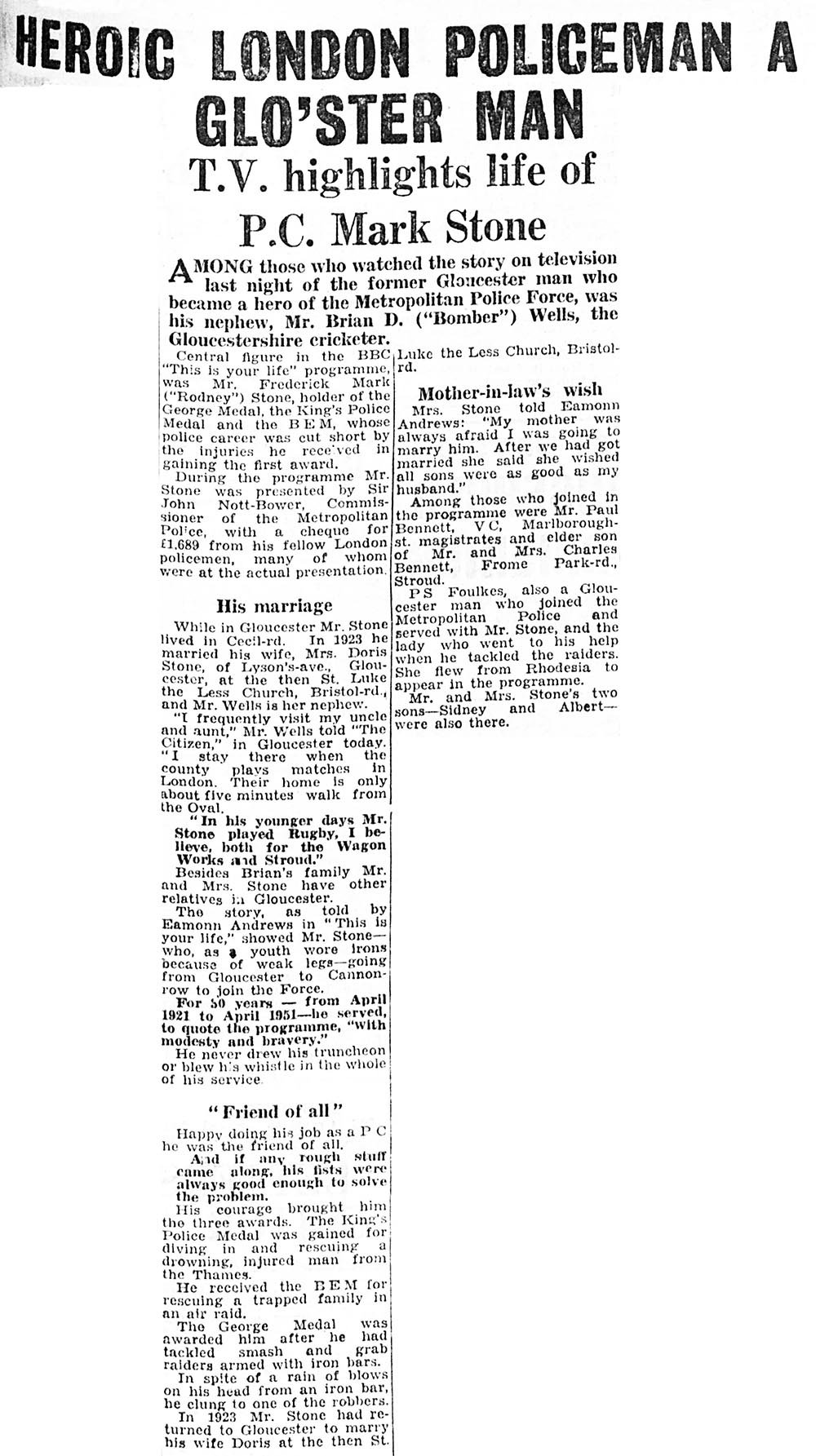 The Citizen article: Frederick Stone This Is Your Life