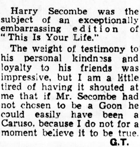 Evening Sentinel article: Barbara Cartland This Is Your Life