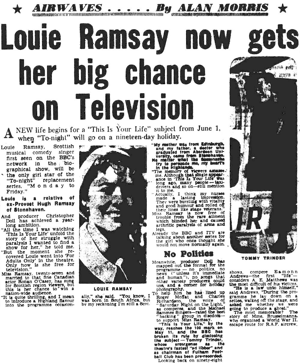 Evening Express article: Louie Ramsay This Is Your Life
