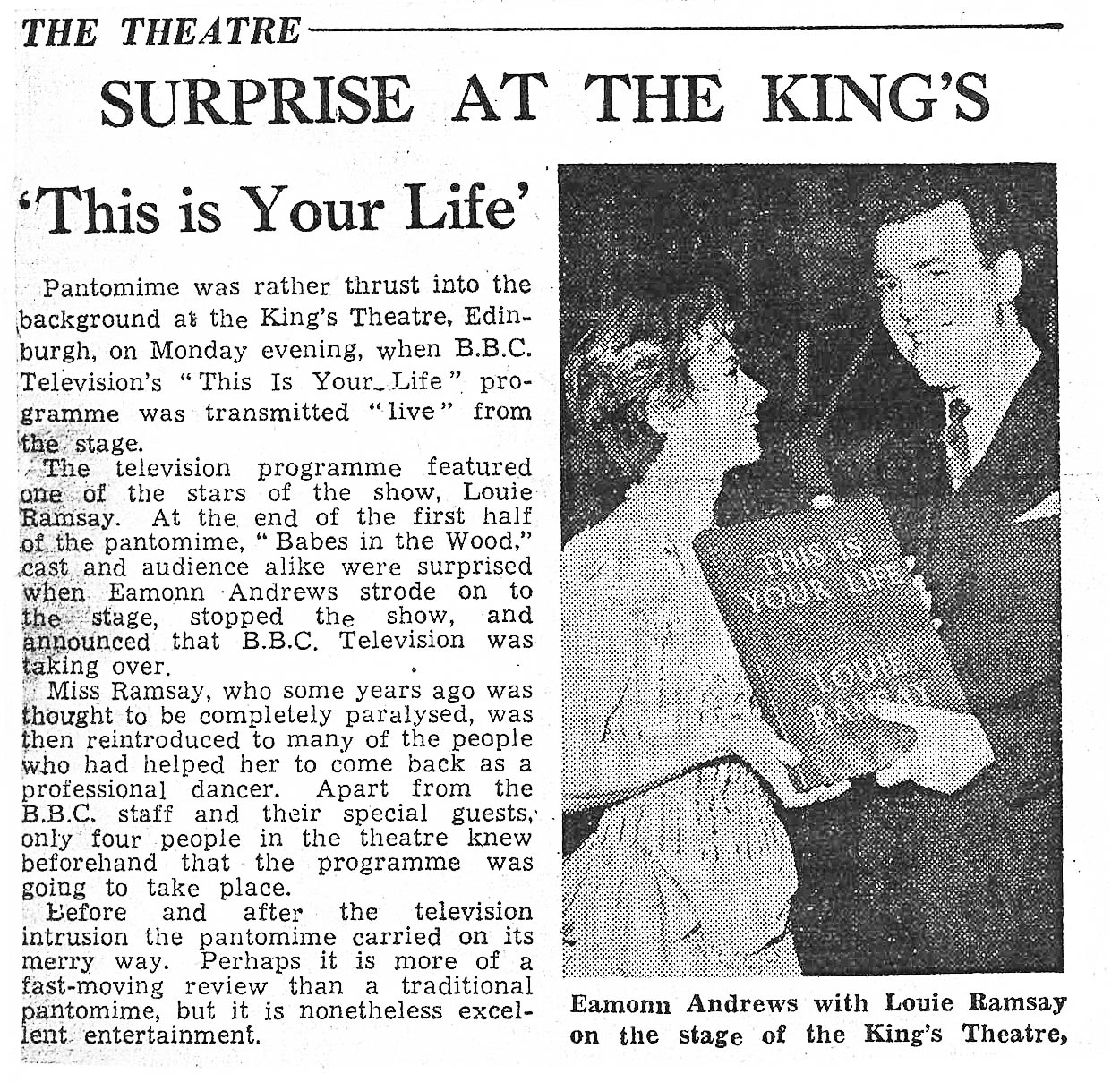 The Scotsman article: Louie Ramsay This Is Your Life