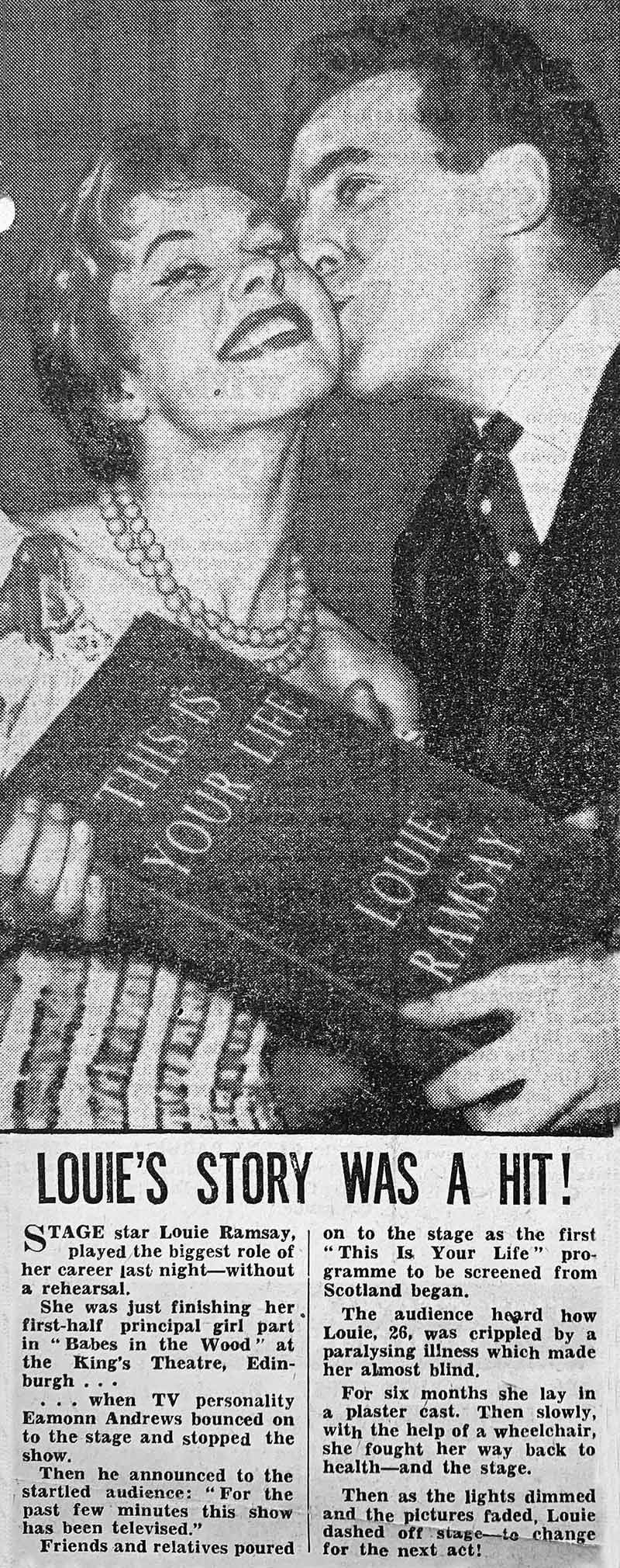 Newspaper article - unknown source: Louie Ramsay This Is Your Life