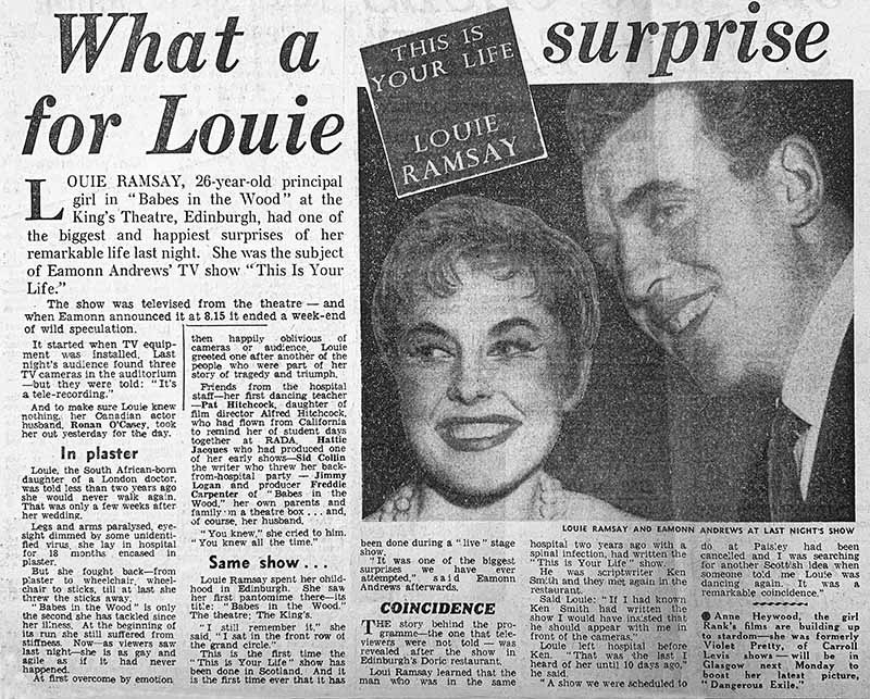 Scottish Daily Express article: Louie Ramsay This Is Your Life