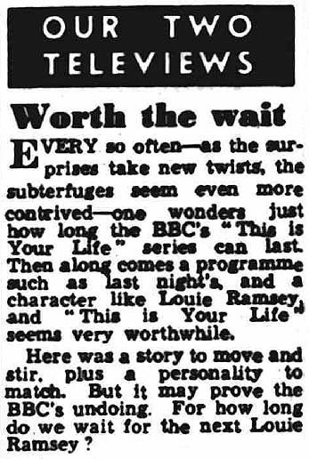 Manchester Evening News article: Louie Ramsay This Is Your Life