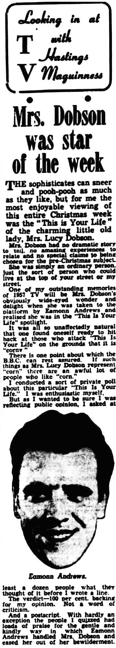 Ireland's Saturday Night article: Lucy Jane Dobson This Is Your Life