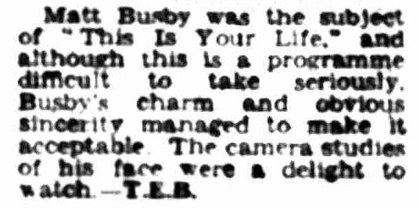 Evening Chronicle article: Matt Busby This Is Your Life