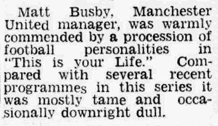 Evening Telegraph article: Matt Busby This Is Your Life