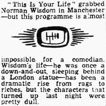 Manchester Evening News article: Norman Wisdom This Is Your Life