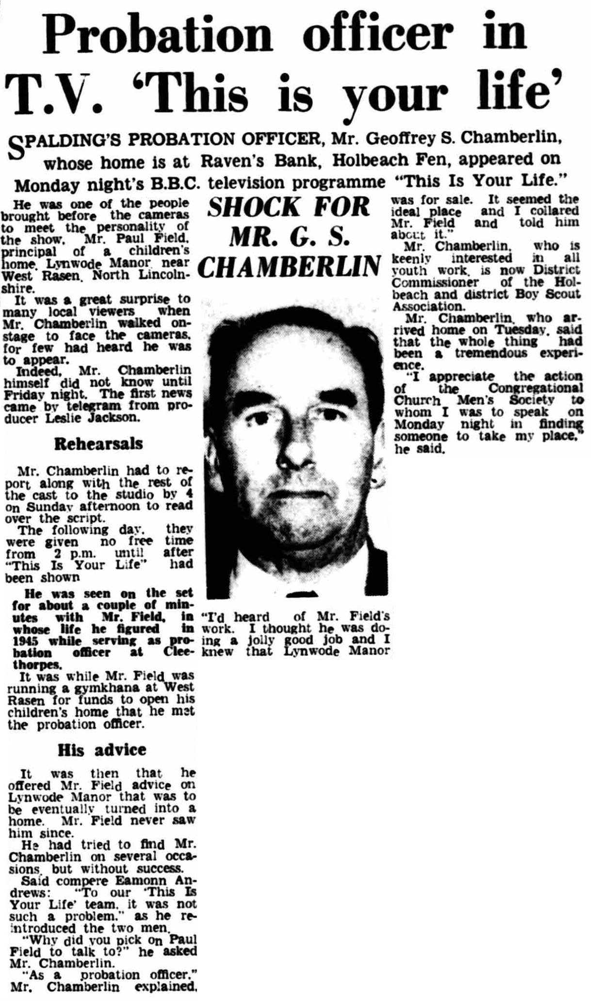 Spalding Guardian article: Paul Field This Is Your Life