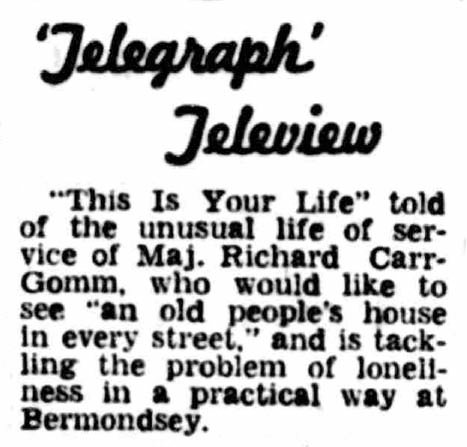 Evening Telegraph article: Richard Carr-Gomm This Is Your Life