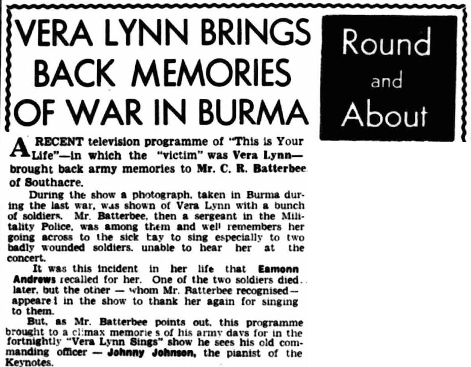 Lynn News and Advertiser article: Vera Lynn This Is Your Life