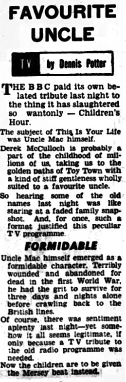 Daily Herald article: Derek McCulloch This Is Your Life